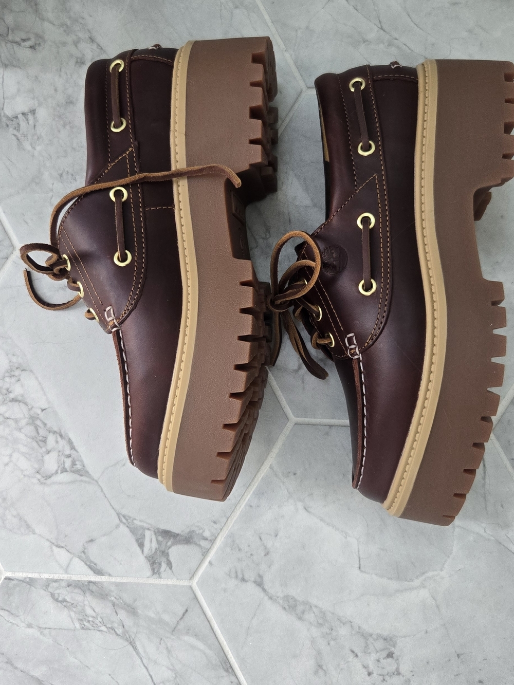 Timberland Brown Leather Womens Platform Boat Shoes - Unboxed Unworn - Picture 2 of 6